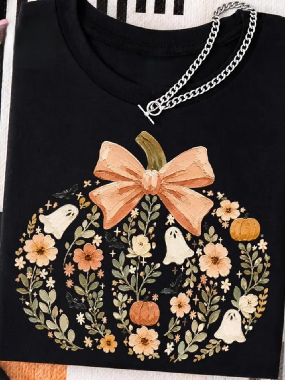 Floral Pumpkin Shirt, Cute Halloween Pumpkin Tee, Autumn Gift Shirt